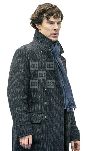 Sherlock Holmes Double Breasted Long Wool Trench Coat - Image 2