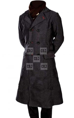 Sherlock Holmes Double Breasted Long Wool Trench Coat - Image 3