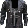 Steampunk Kay Michaels Gothic Black Leather Trench Coat