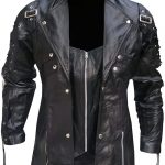 Steampunk Kay Michaels Gothic Black Leather Trench Coat