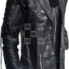 Steampunk Kay Michaels Gothic Black Leather Trench Coat - Image 2