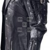 Steampunk Kay Michaels Gothic Black Leather Trench Coat - Image 3