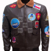 Tom Cruise Maverick Top Gun Brown Moto Bomber Leather Jacket
