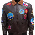 Tom Cruise Maverick Top Gun Brown Moto Bomber Leather Jacket