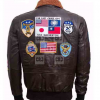Tom Cruise Maverick Top Gun Brown Moto Bomber Leather Jacket - Image 3