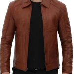 Brown leather blazer