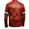 Red Cafe Racer Genuine Leather Jacket - Image 3