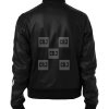 Pharrell Williams Black and White Strap Real Leather Jacket - Image 3