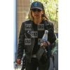 Sarah Michelle Gellar Street Style Black Leather Biker Jacket