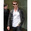 Super Star Chris Hemsworth Black Biker Leather Jacket