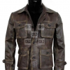 Distressed leather jacket mens