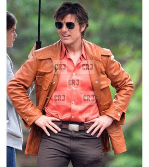 Tom Cruise Vintage Style Orange Real Leather Jacket