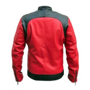 Red And Black Leather Motorcycle Jacket - Image 2