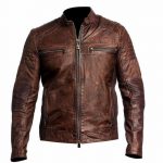 disstressed brown leather jacket